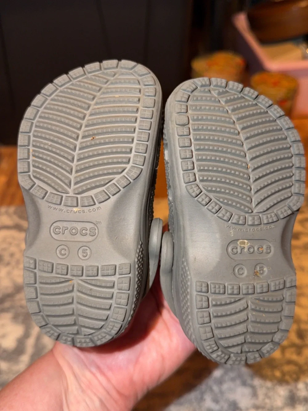 CROCS Kids Gray Classic Clogs with Colorful Plane Charms